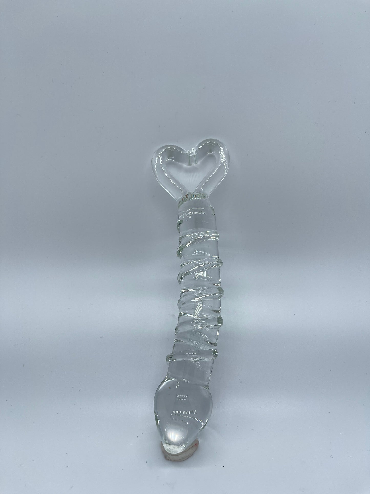 Clear Curve Glass Dildo with heart shape handle