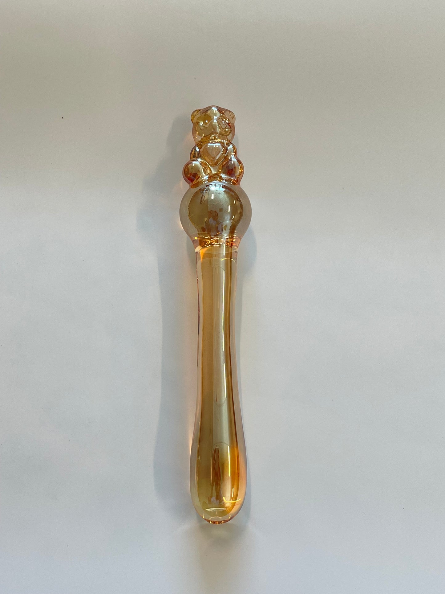 Golden pearl-shine Advance Glass Dildo Collection/ Hand-made Glass Massage Wand