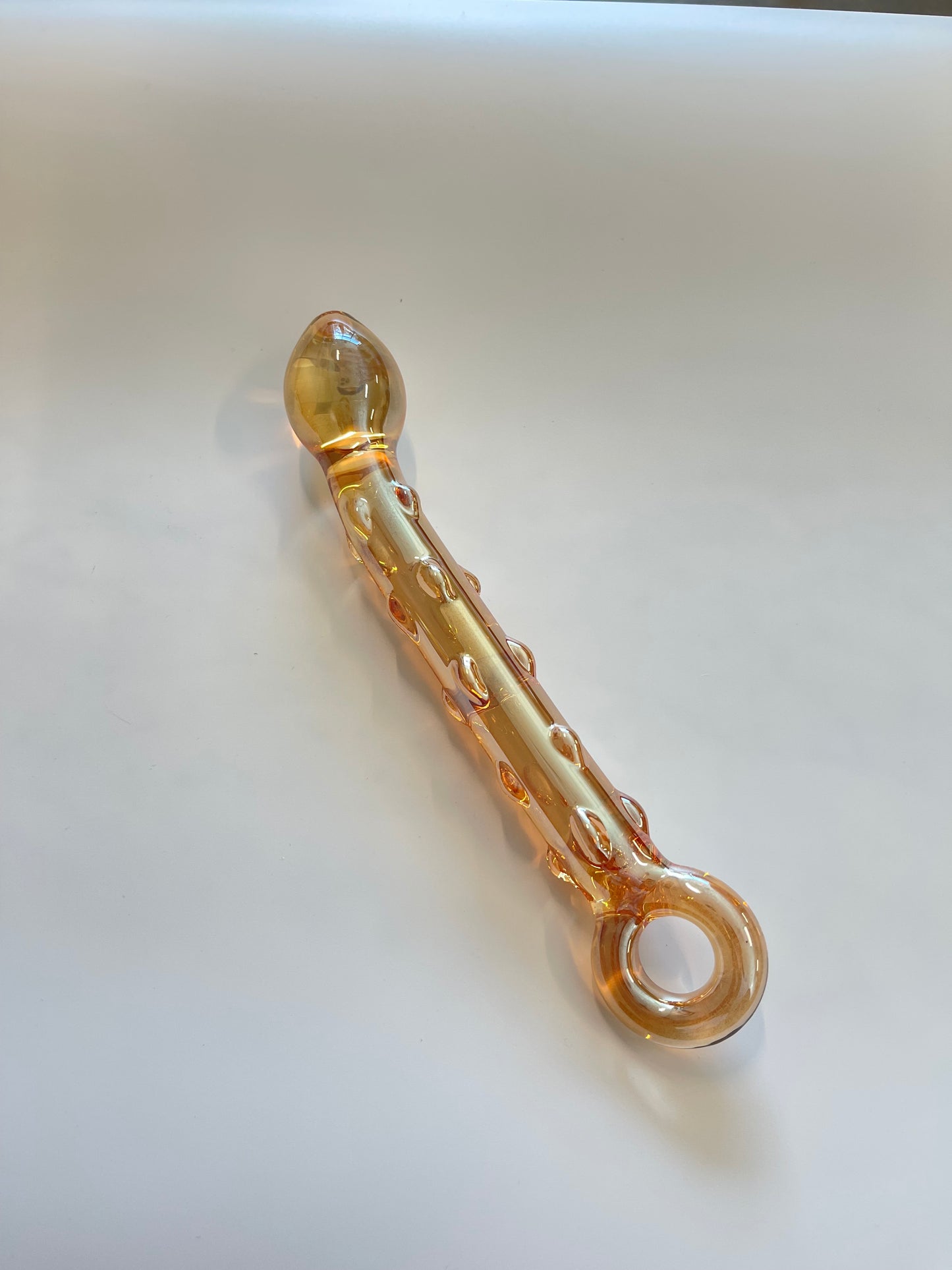 Golden pearl-shine Advance Glass Dildo Collection/ Hand-made Glass Massage Wand