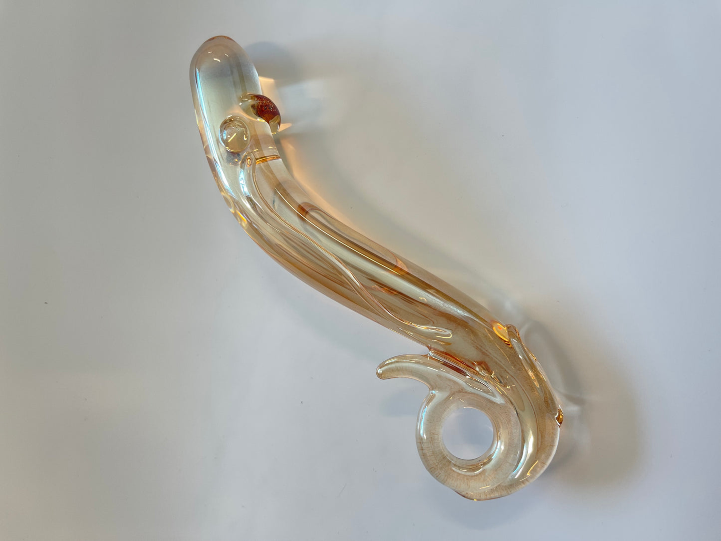 Golden pearl-shine Advance Glass Dildo Collection/ Hand-made Glass Massage Wand