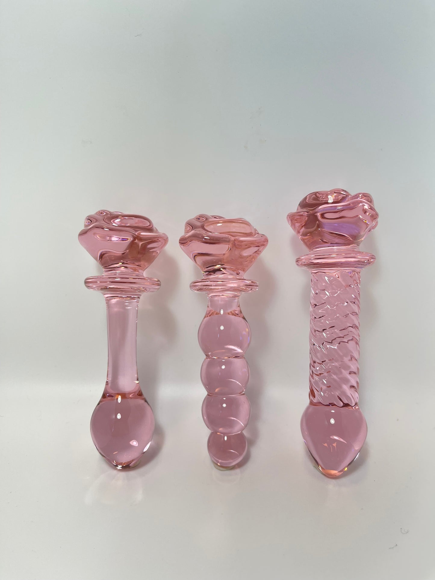 Rose Crystal Glass Dildo/ Pink Massage Wand / Anal Plug for beginner