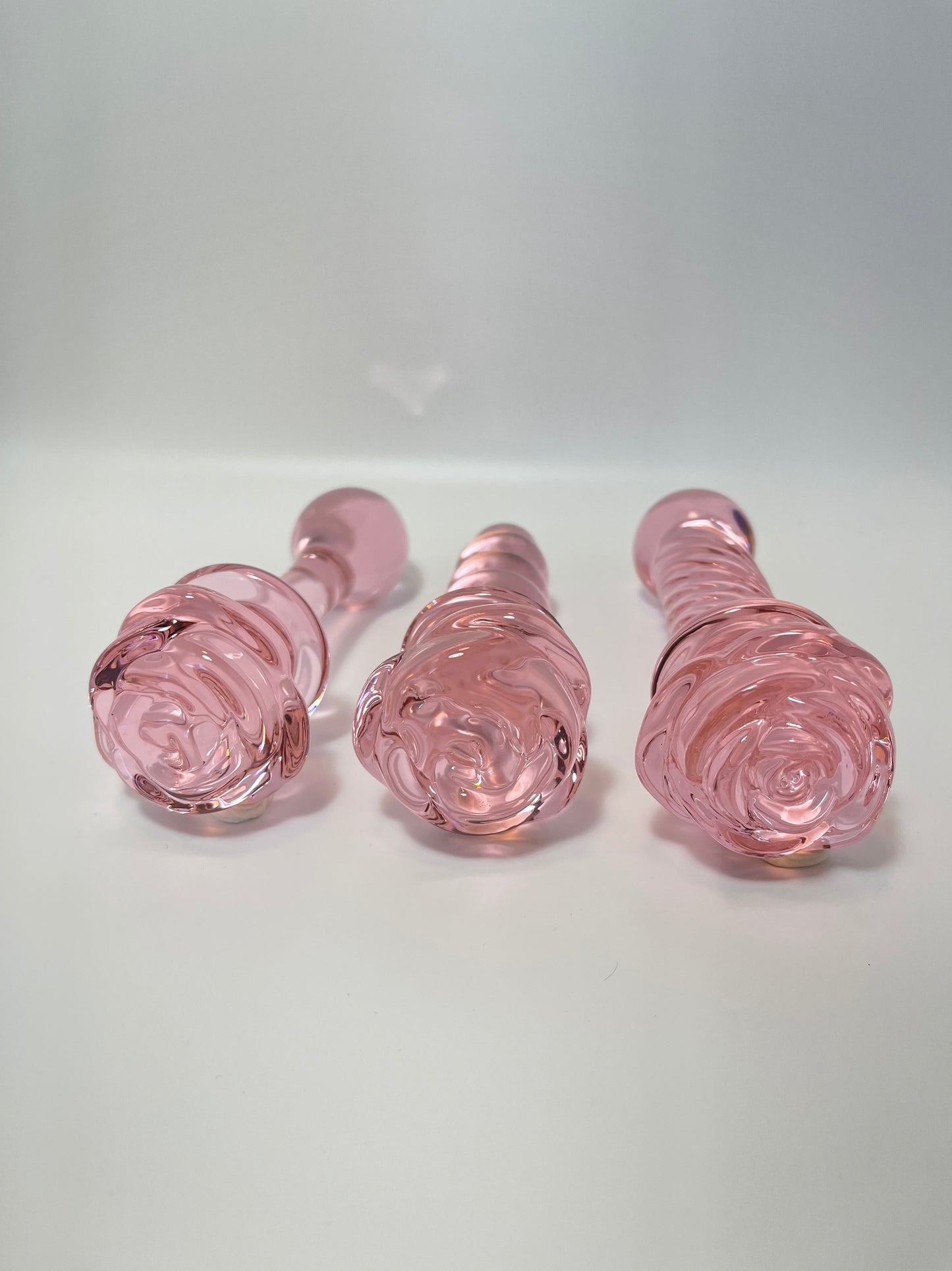 Rose Crystal Glass Dildo/ Pink Massage Wand / Anal Plug for beginner