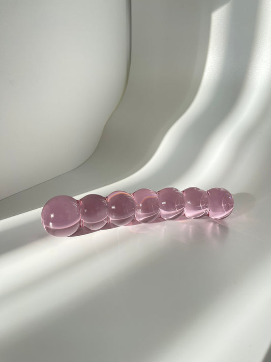 Pink Bubbles Crystal Glass Dildo/ Pink Anal Plug for women